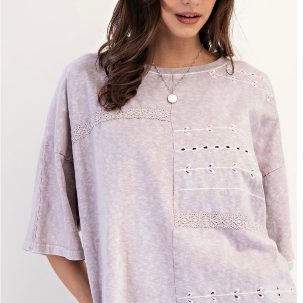 Lavender Lace Detail Women's Top